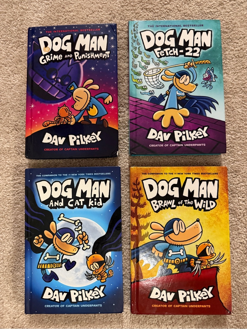 Dog Man Set Four Hardcover Graphic Novel Books in Series by Author Dav Pilkey